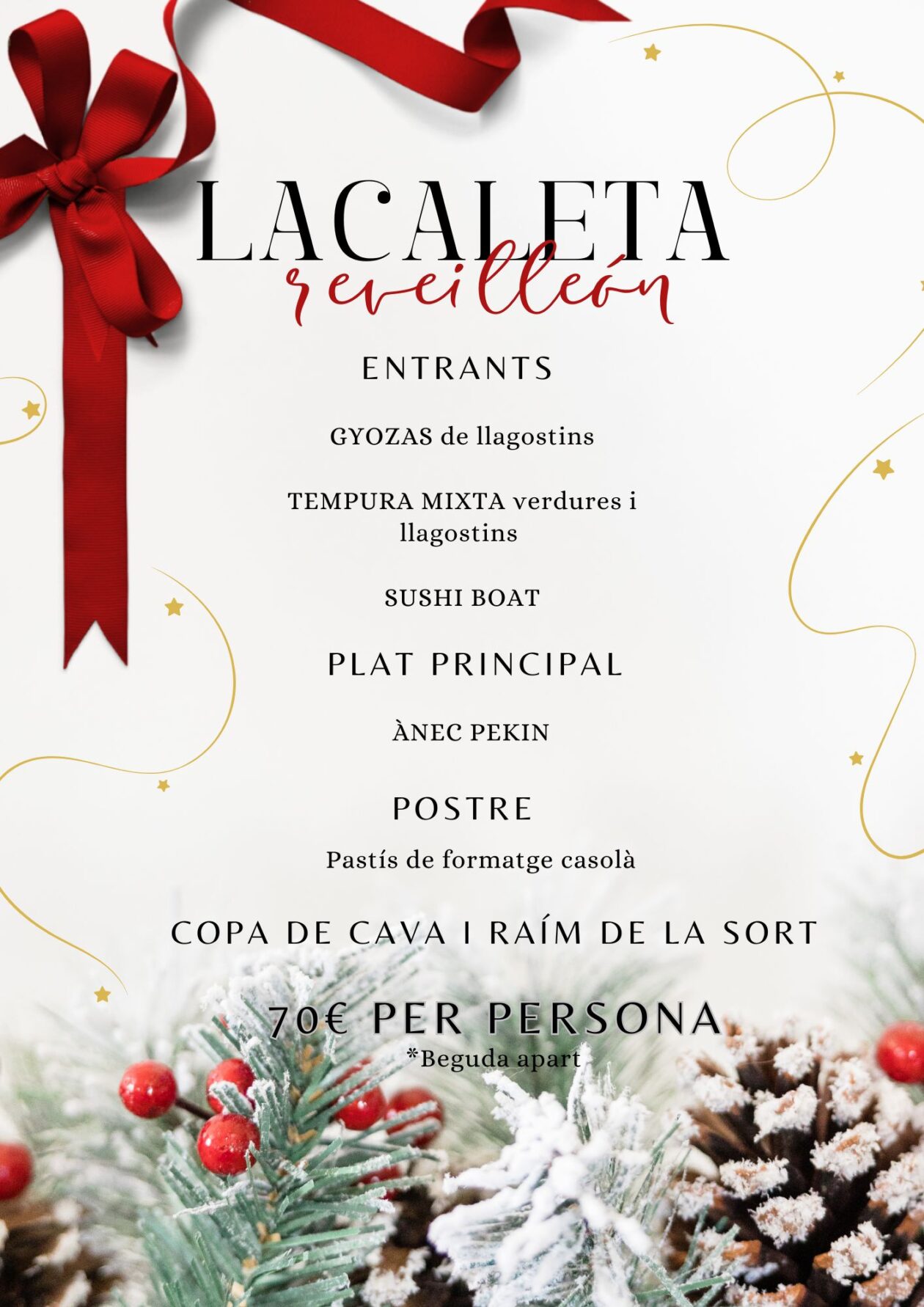 Beige Red Green Elegant Christmas Menu